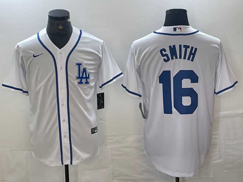 Mens Los Angeles Dodgers #16 Will Smith White Cool Base Stitched Baseball Jersey->los angeles dodgers->MLB Jersey